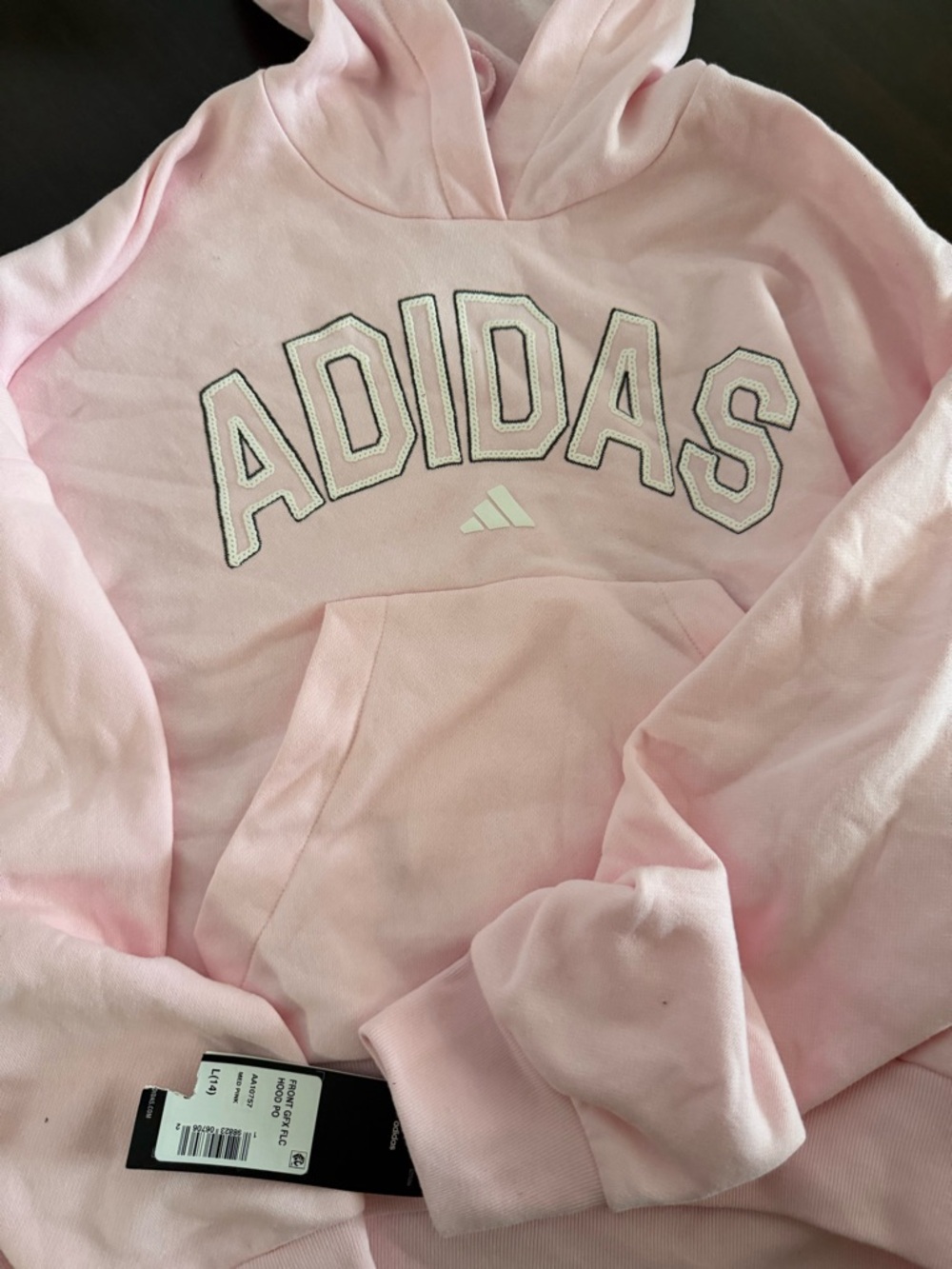 adidas Light Pink Pullover Hoodie with Logo - Picture 2 of 2